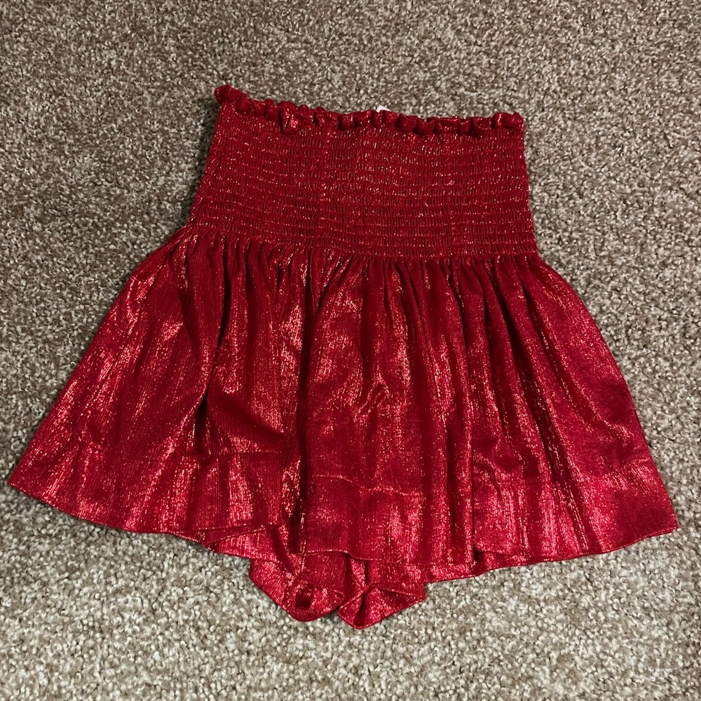 Queen of Sparkles red metallic swing shorts